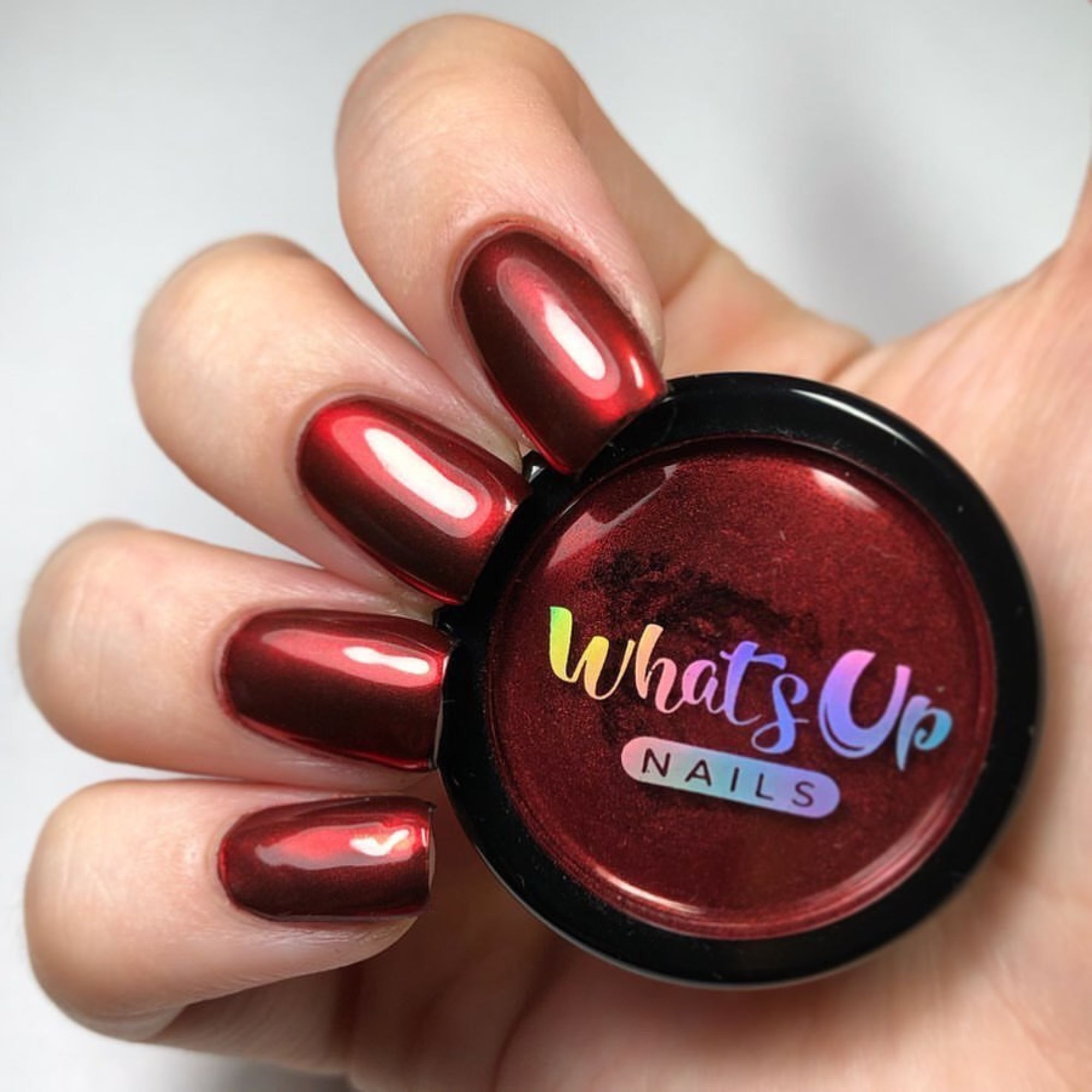 Whats Up Nails Fire Red Chrome Powder for Mirror Nails 